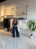 Navy Lace Bustier Jumpsuit