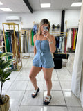 Sash Denim Romper