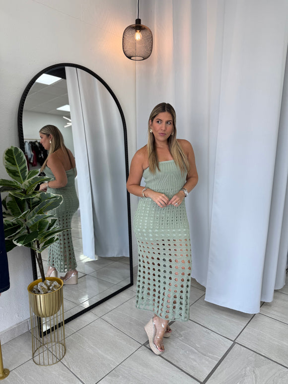 SoftGreen Crochet Dress