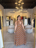 Brown Blue Halter MaxiDress