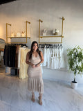 Sand Halter Ruffle Dress