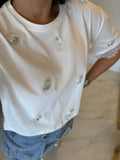 Crop Embellished  Oversized Top