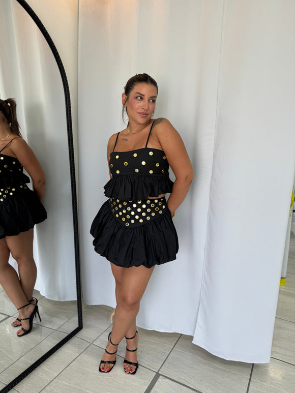Mirrors Black Skirt Set