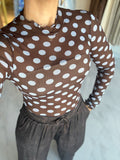 BrownBlue Dots Sleeve Top