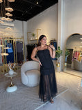 Black Gold Details Mesh Dress