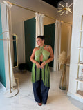 Green Fringes Wrap Top