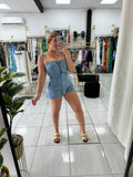 Sash Denim Romper