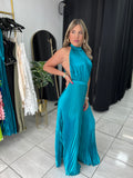 Teal Pleated Jumpsuit