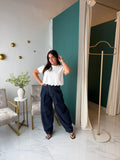 Denim Pleat Barrel Jeans