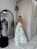 Ivory Green ShoulderTie Dress