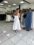 White Bustier Shoulder Tie Dress