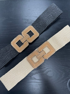 Gold Square Raffia Belt