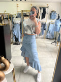 Ruffles Maxi Denim Skirt