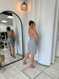 Gray Stripe Halter Vest & Shorts Set