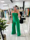 Kelly Green Tube Denim Jumpsuit