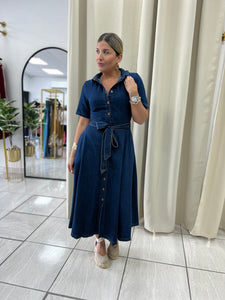 Sash Tie Denim Dress