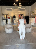 OffWhite Peplum Top & Pants Set