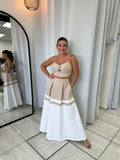 Mocha White Twist Top & Skirt