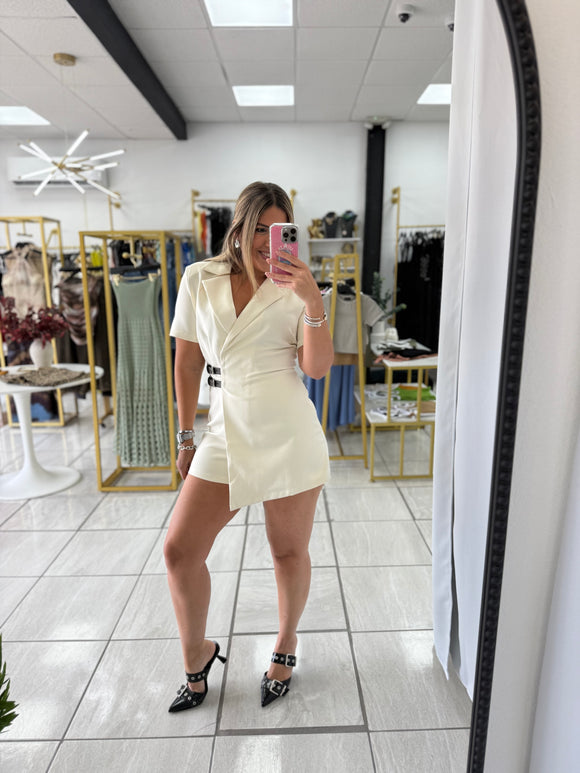 Ivory Belted Romper