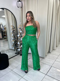 Green Sequin Top & Pants Set