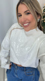 White Sequin Top
