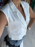 White Crop Vest Top