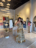 Leopard HalterNeck Maxi Dress