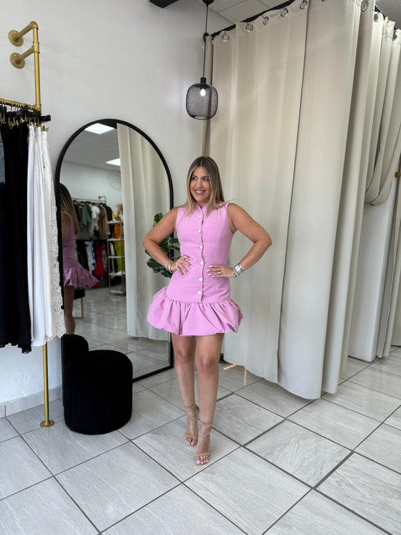 Buttons Down SweetPurple Dress