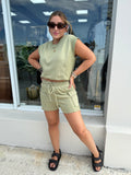 Pistachio Terry Sweatshirt & Shorts