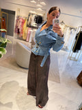 DarkBrown Tie WideLeg Pants