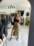 Olive Cargo Midi Skirt