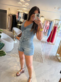 LightDenim Vneck Romper