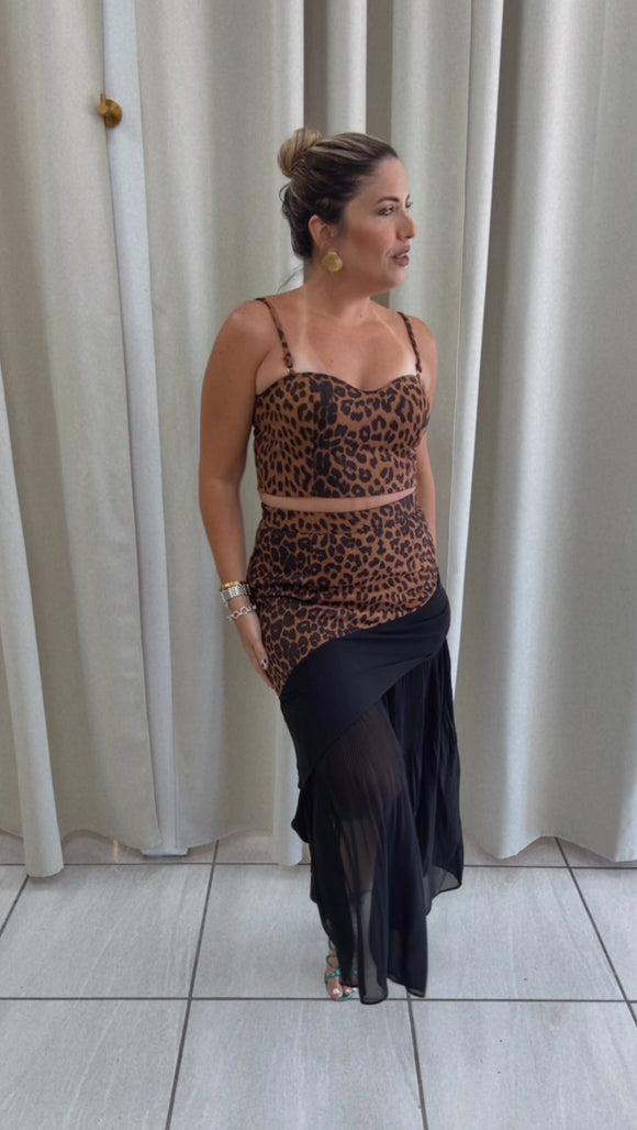 BrownLeopard Lace Set