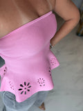 Pink Strapless Peplum Top