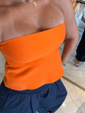 Orange Strapless Peplum