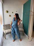 Blue Denim Button Vest & Barrel Set