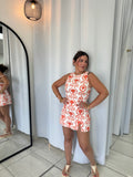 White Red Skort Romper
