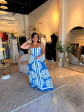 Washed Blue Floral Maxi Dress