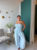 Blue Smocking Tube Top & Pants