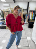 Red Bow Poplin Top