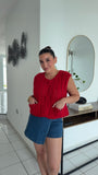 Red Knit Sleeveless Vest