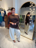 Beige Relaxed Barrel Pants