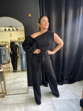 Black Open Shoulder Jumpsuit