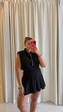 Black Scuba ZipUp Romper