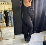 Black Open Shoulder Jumpsuit