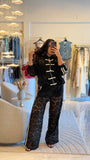 Black TwoPieces Lace Pants Set