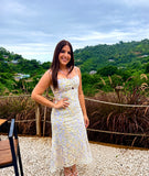LavenderYellow Lace Midi Dress