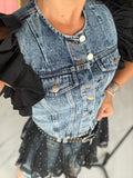 Denim Black Sleeves Top