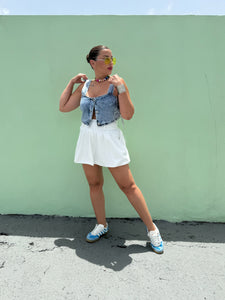 White Bubble Belt Skirt