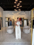 Ecru Floral Linen Jumpsuit